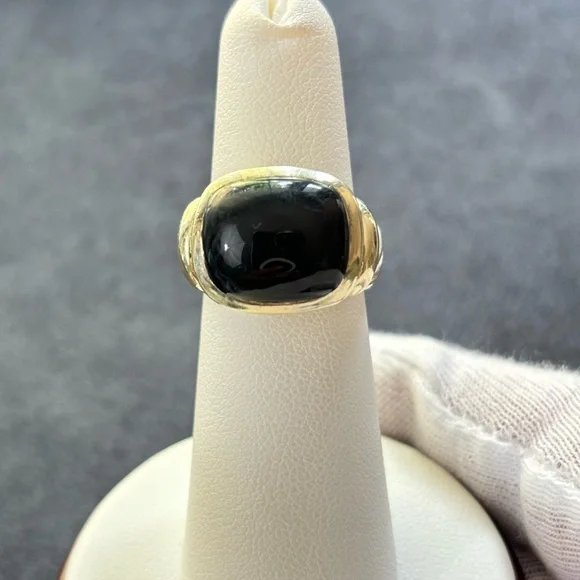 David Yurman 925 & 14k Gold Noblesse Ring with Black Onyx 5.5 - Picture 8 of 10